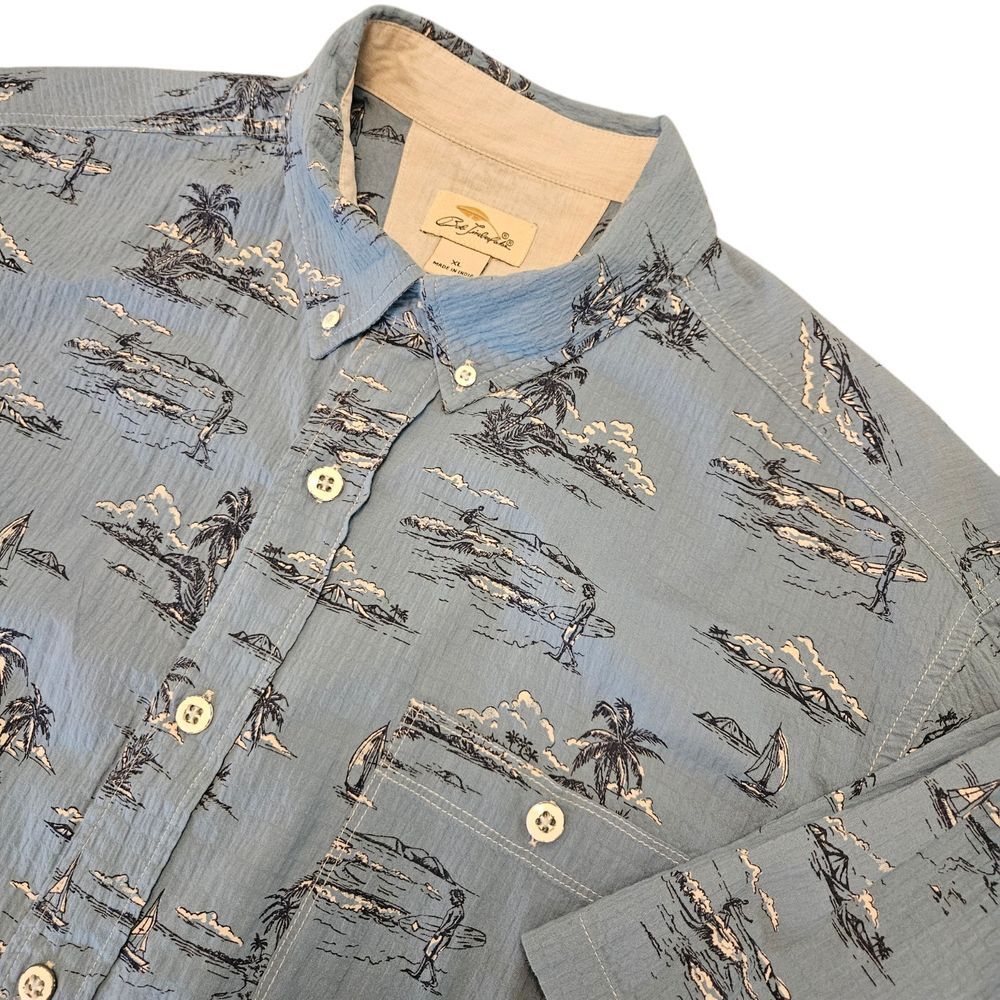 Bob Timberlake Mens Island Short Sleeve Blue Button Down Sz XL Hawaiian‎